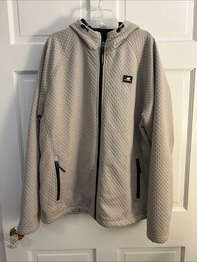 New Balance Men's Light Gray/Tan Quilted Zip Hoodie Jacket L